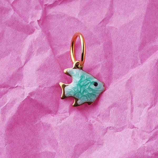 Fisch Türkis, vergoldet mit 24K Feingold, Amulett XS